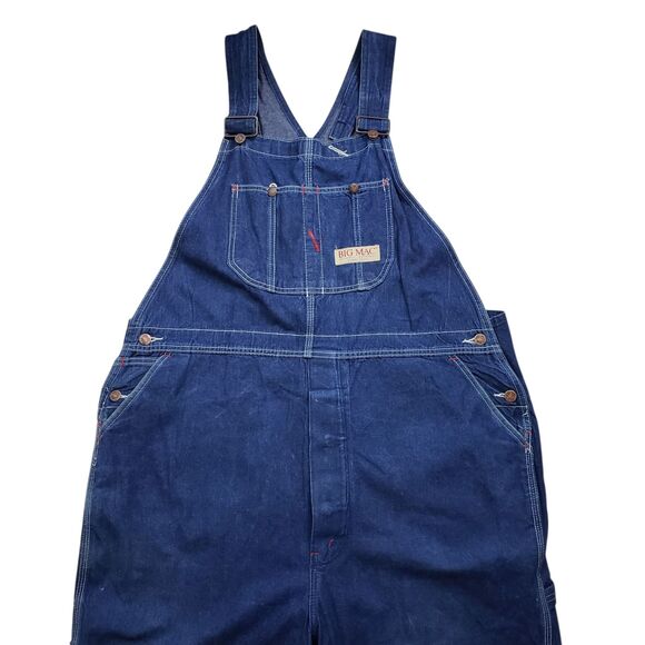Vintage Big Mac Workwear Denim Bib Overalls Mens 45 Coveralls Jeans - Picture 2 of 13